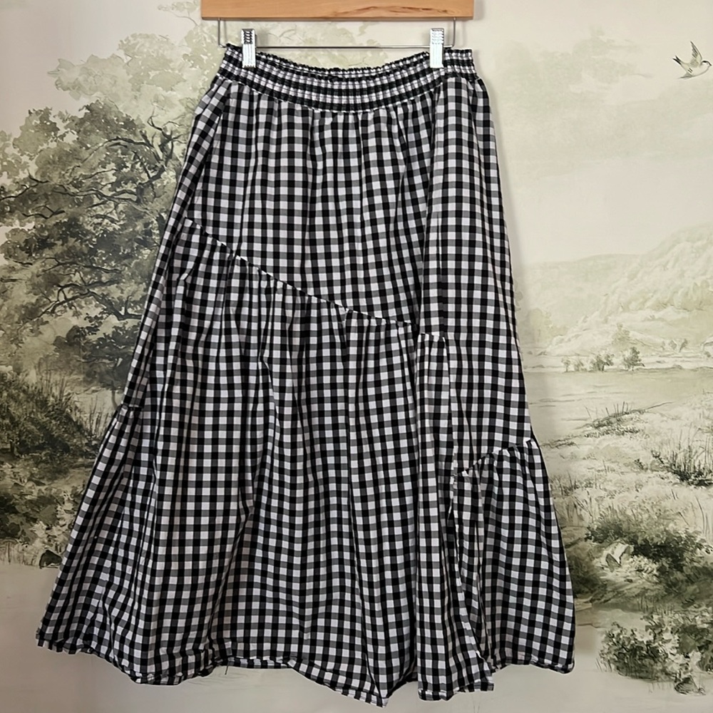 Vintage Gingham Midi Skirt